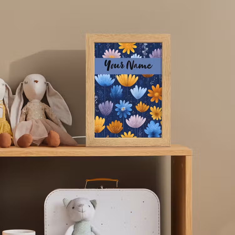 Bloemen - Patroon - Blauw Light Box met kabel (Kinderlampje) klein -sfeer2_kind