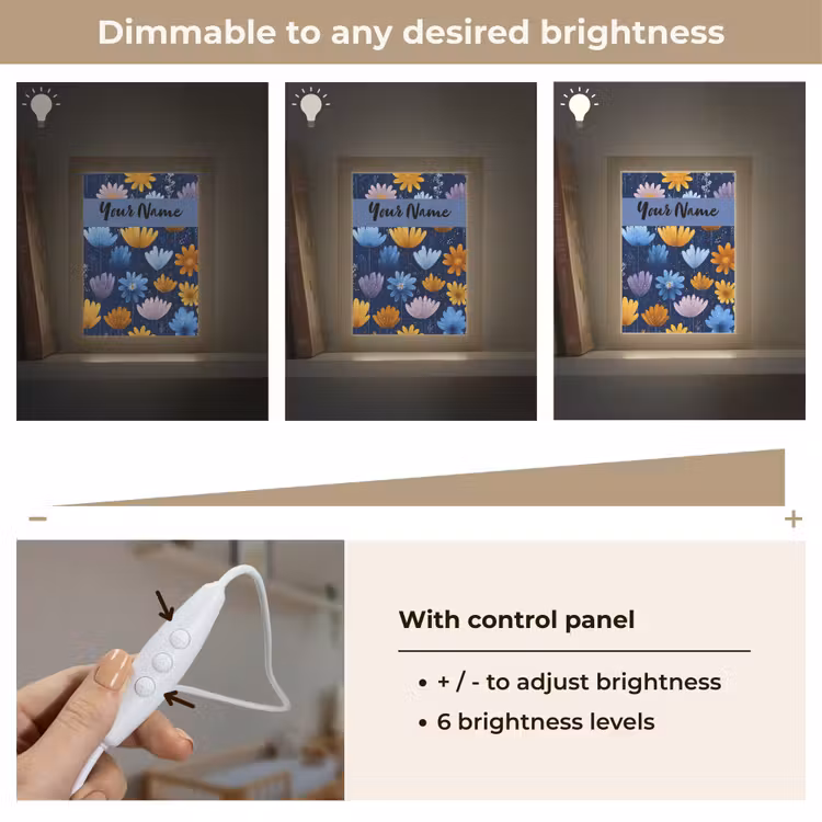 Bloemen - Patroon - Blauw Light Box met kabel (Kinderlampje) klein -USP_dimbaarEN