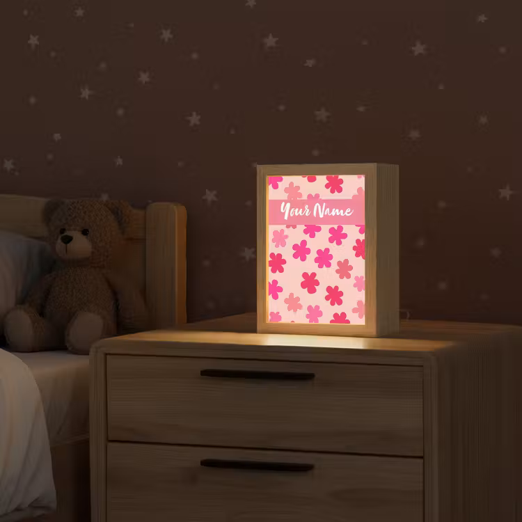 Bloemen - Patroon - Roze Light Box met kabel (Kinderlampje) klein -sfeer1_kind