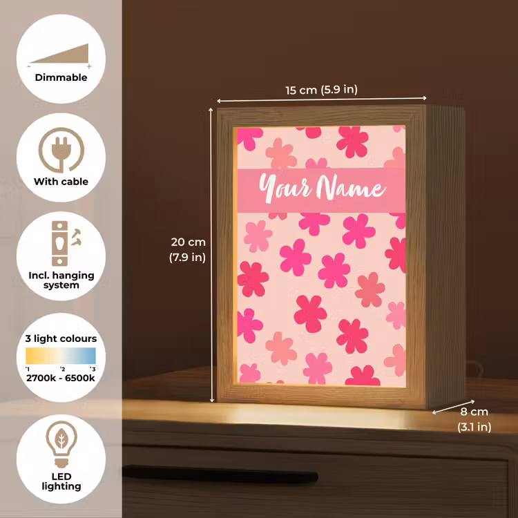 Bloemen - Patroon - Roze Light Box met kabel (Kinderlampje) klein -USP_EN