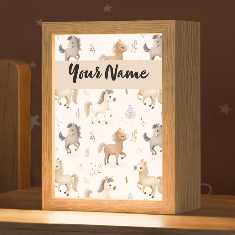 Veulens - Paard - Patroon - Beige Light Box met kabel (Kinderlampje) klein -zzz_3d_website