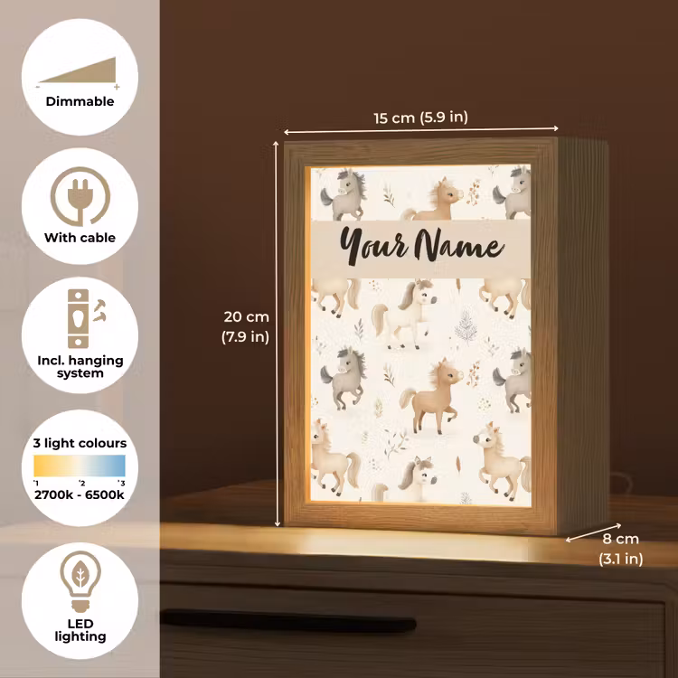 Veulens - Paard - Patroon - Beige Light Box met kabel (Kinderlampje) klein -USP_EN