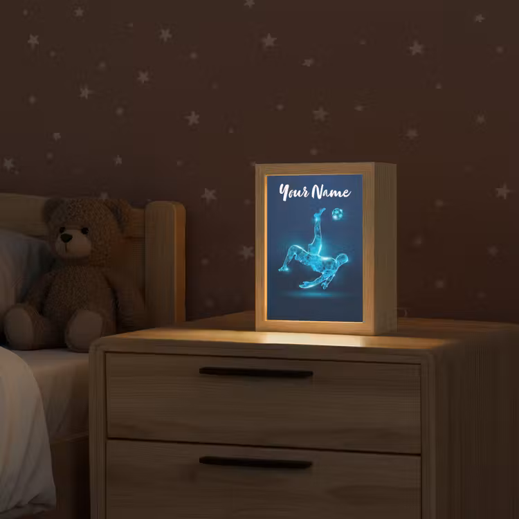Voetballer - Blauw - Neon Light Box met kabel (Kinderlampje) klein -sfeer1_kind