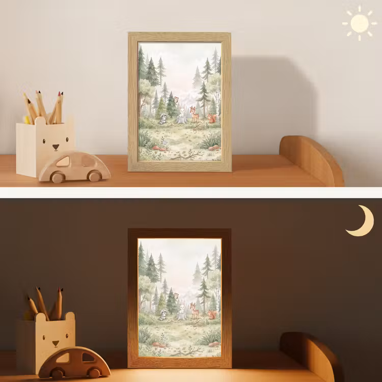 Bos - Dieren - Groen Light Box met kabel (Kinderlampje) klein -sfeer3_kind