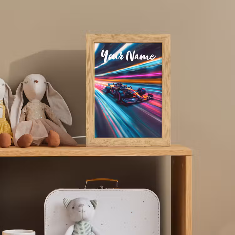 Formule 1 - Auto - Race - Jongens - Kleurrijk Light Box met kabel (Kinderlampje) klein -sfeer2_kind