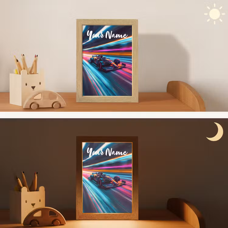 Formule 1 - Auto - Race - Jongens - Kleurrijk Light Box met kabel (Kinderlampje) klein -sfeer3_kind