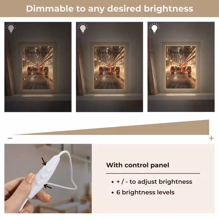Formule 1 - Auto - Race - Goud - Jongens Light Box met kabel (Kinderlampje) klein -USP_dimbaarEN