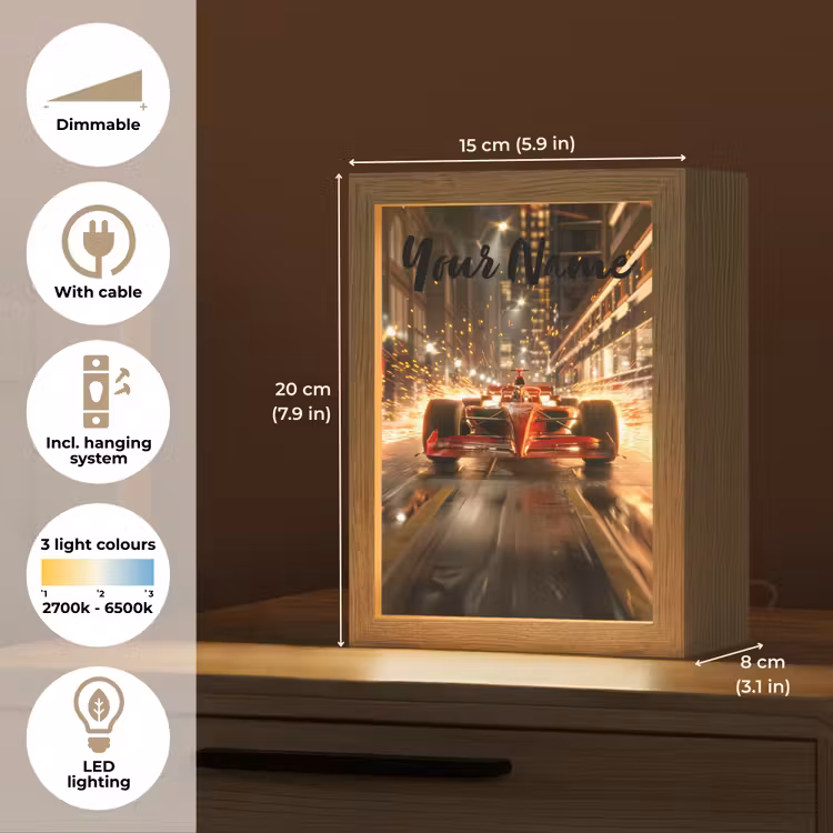 Formule 1 - Auto - Race - Goud - Jongens Light Box met kabel (Kinderlampje) klein -USP_EN