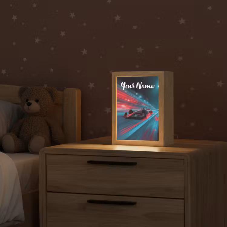 Formule 1 - Raceauto - Rood - Neonverlichting Light Box met kabel (Kinderlampje) klein -sfeer1_kind