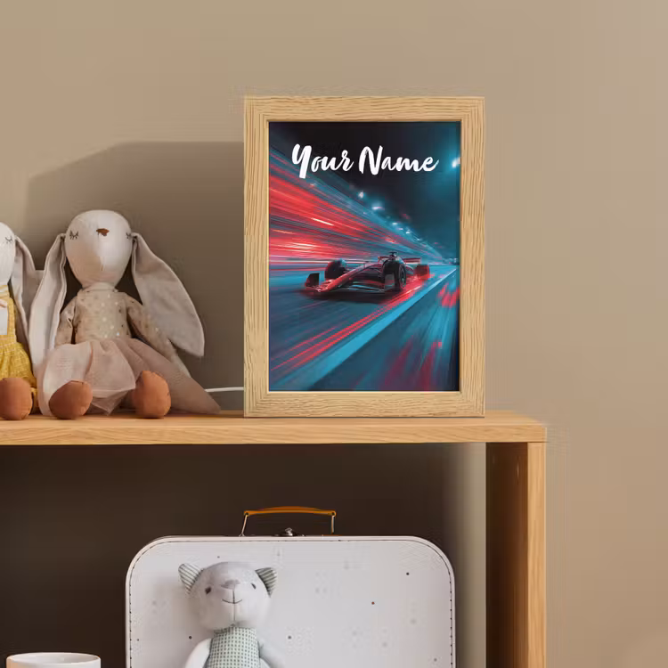 Formule 1 - Raceauto - Rood - Neonverlichting Light Box met kabel (Kinderlampje) klein -sfeer2_kind