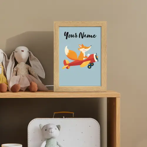 Vos - Vliegtuig - Blauw Light Box met kabel (Kinderlampje) klein -sfeer2_kind