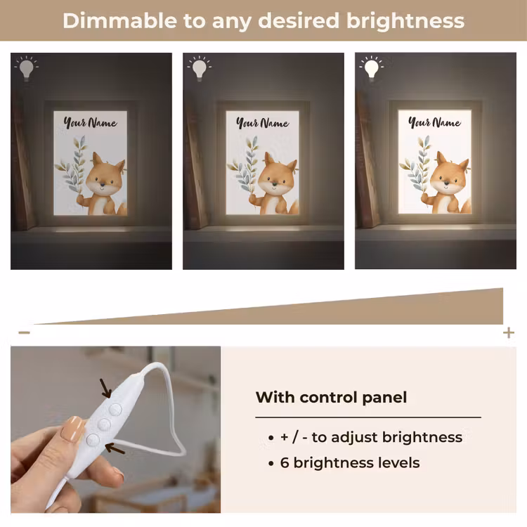Vos - Dier - Bosdieren Light Box met kabel (Kinderlampje) klein -USP_dimbaarEN