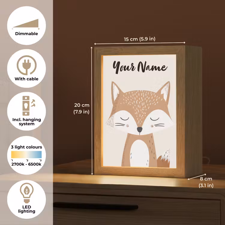 Vos - Dier - Bosdieren Light Box met kabel (Kinderlampje) klein -USP_EN