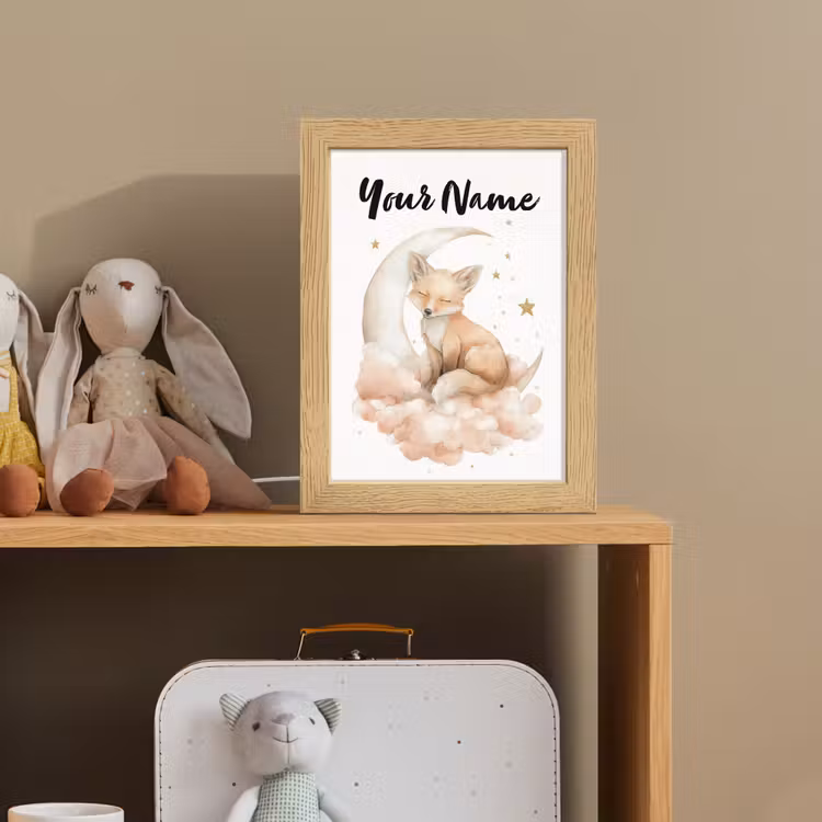 Vos - Wolken - Maan - Sterren Light Box met kabel (Kinderlampje) klein -sfeer2_kind
