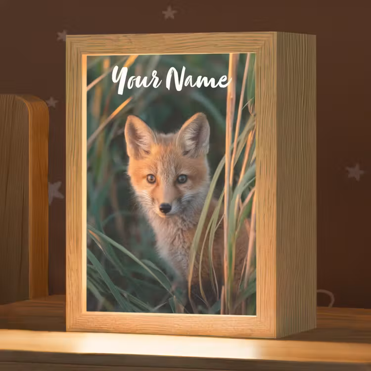 Vos - Oranje - Gras Light Box met kabel (Kinderlampje) klein -zzz_3d_website