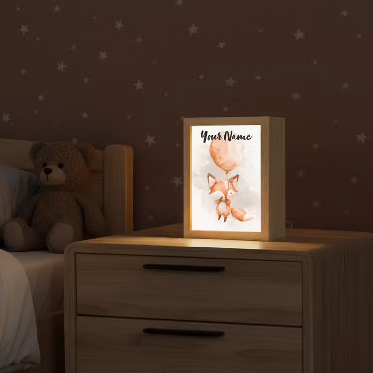 Vos - Pastel kleuren - Dier Light Box met kabel (Kinderlampje) klein -sfeer1_kind