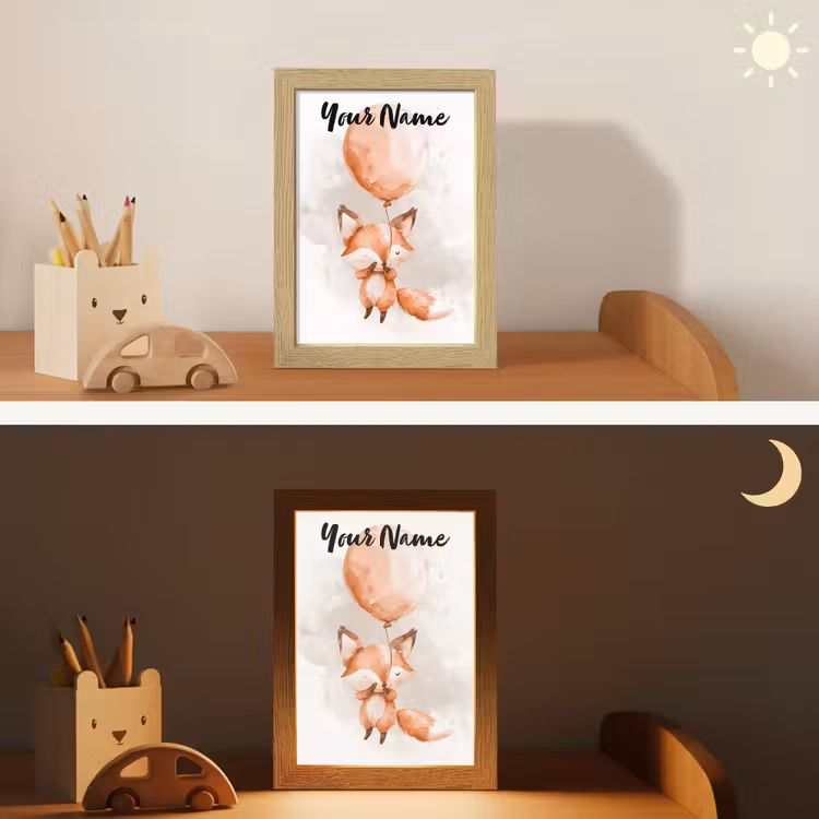 Vos - Pastel kleuren - Dier Light Box met kabel (Kinderlampje) klein -sfeer3_kind