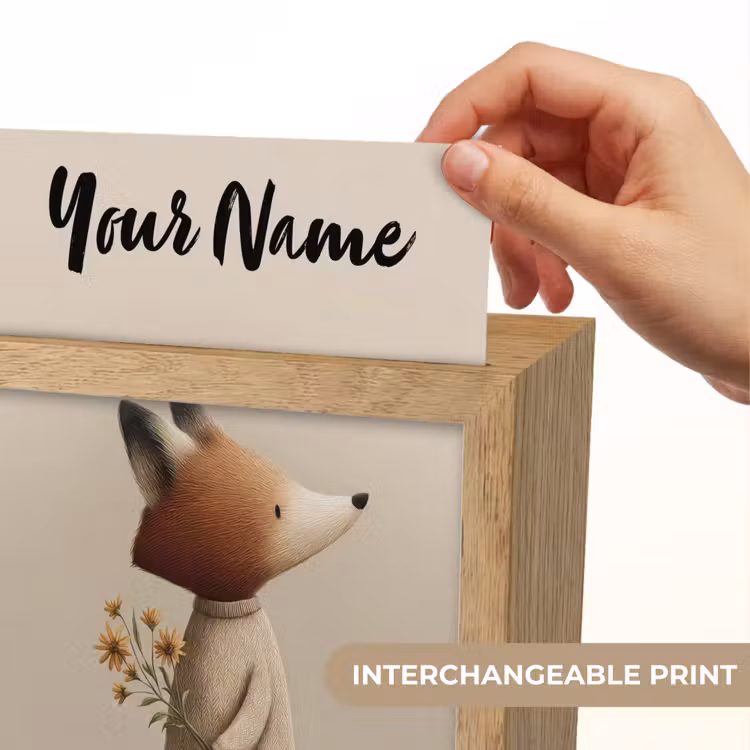 Vos - Gele bloemen - Minimalistisch Light Box met kabel (Kinderlampje) klein -USP_websiteprintEN