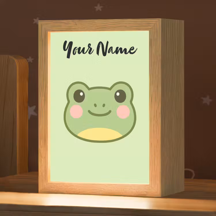 Kikker - Groen - Gezichtje Light Box met kabel (Kinderlampje) klein -zzz_3d_website