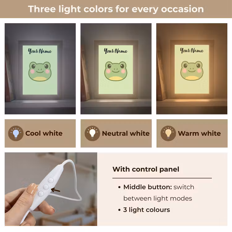Kikker - Groen - Gezichtje Light Box met kabel (Kinderlampje) klein -USP_lichtkleurEN