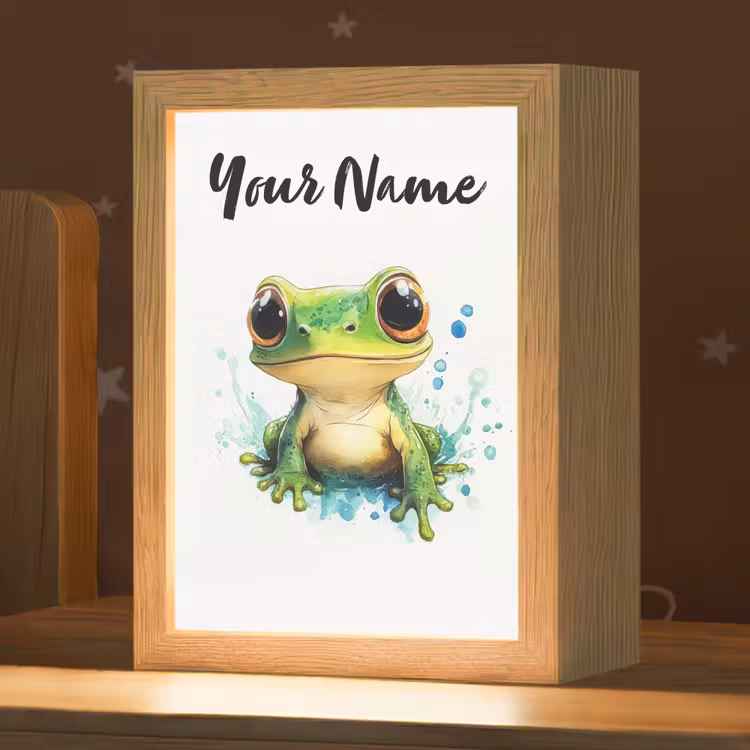 Kikker - Groen - Water - Dieren Light Box met kabel (Kinderlampje) klein -zzz_3d_website