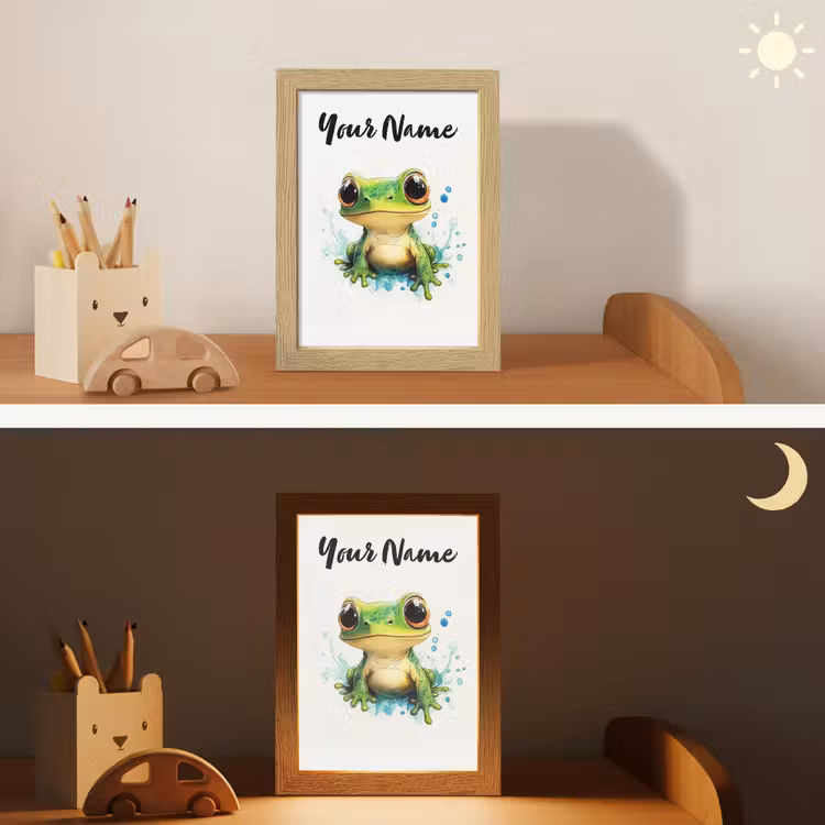 Kikker - Groen - Water - Dieren Light Box met kabel (Kinderlampje) klein -sfeer3_kind