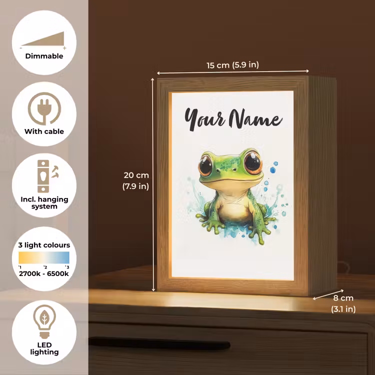 Kikker - Groen - Water - Dieren Light Box met kabel (Kinderlampje) klein -USP_EN