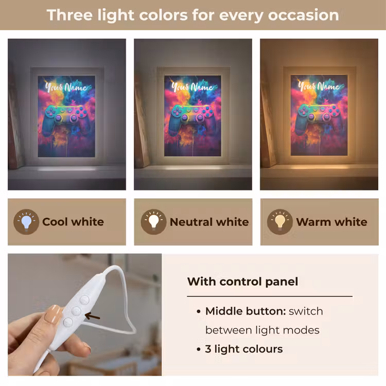 Game - Controller - Kleurrijk - Explosie Light Box met kabel (Kinderlampje) klein -USP_lichtkleurEN