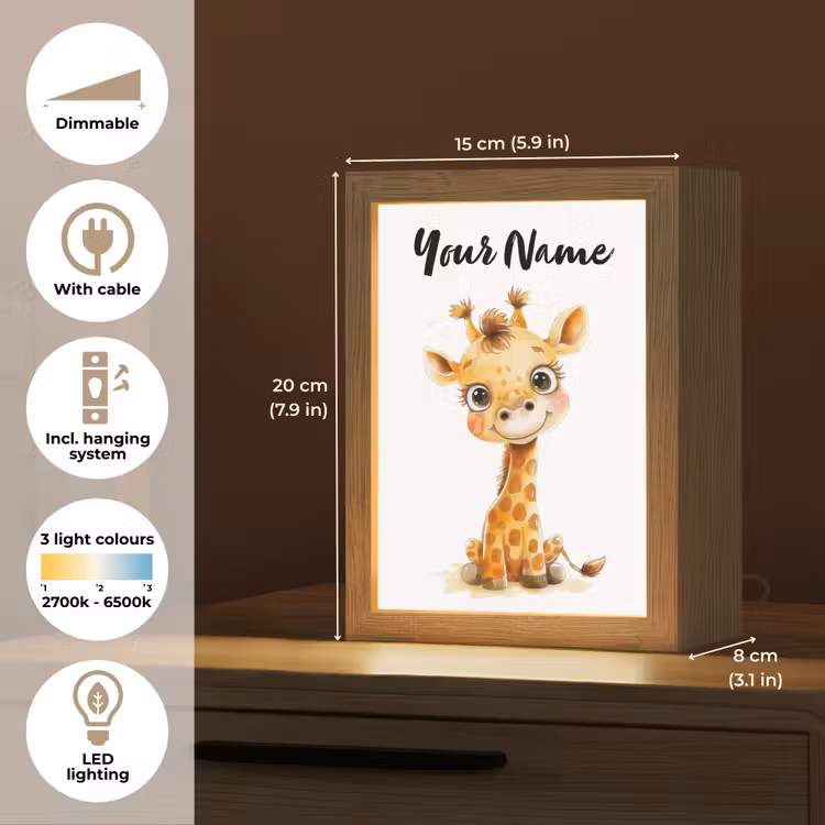 Giraf - Baby dier - Wilde dieren Light Box met kabel (Kinderlampje) klein -USP_EN