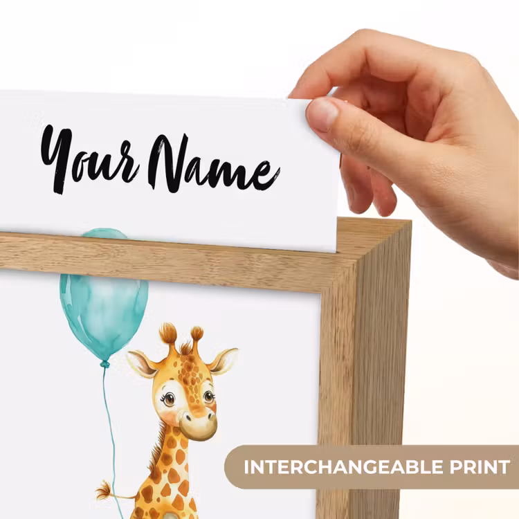 Giraf - Baby - Dieren - Blauwe ballon Light Box met kabel (Kinderlampje) klein -USP_websiteprintEN