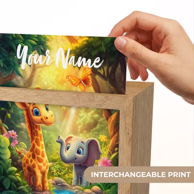 Giraf - Olifant - Bloemen - Jungle Light Box met kabel (Kinderlampje) klein -USP_websiteprintEN