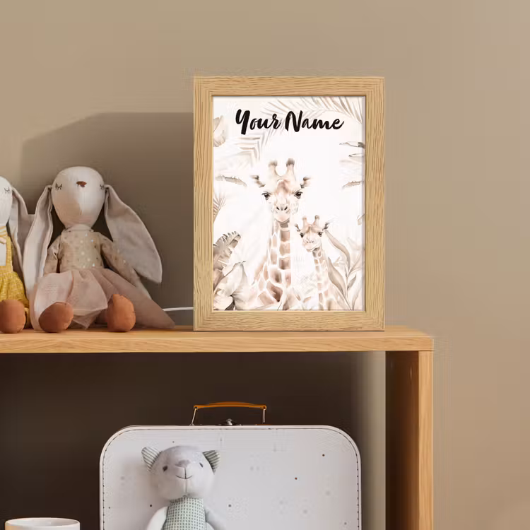 Giraffe - Jungle - Bruin - Kinderen Light Box met kabel (Kinderlampje) klein -sfeer2_kind