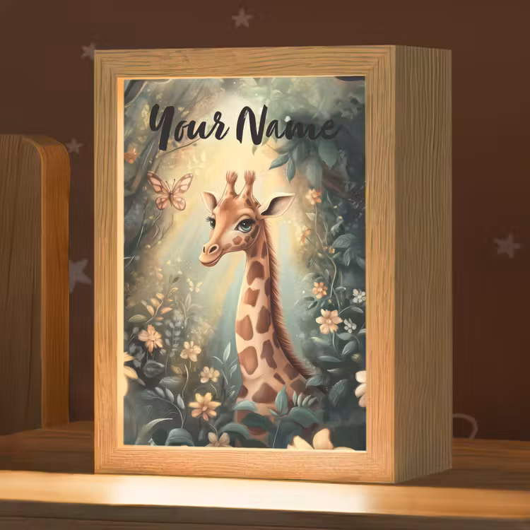 Giraffe - Jungle - Bloemen Light Box met kabel (Kinderlampje) klein -zzz_3d_website