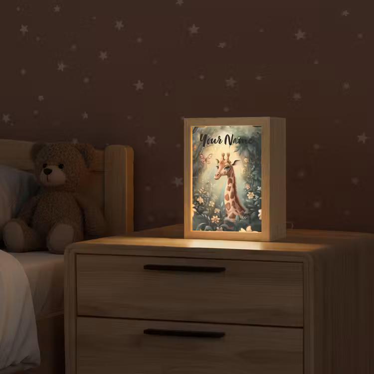 Giraffe - Jungle - Bloemen Light Box met kabel (Kinderlampje) klein -sfeer1_kind