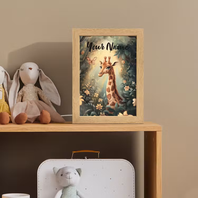 Giraffe - Jungle - Bloemen Light Box met kabel (Kinderlampje) klein -sfeer2_kind