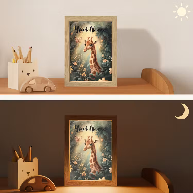 Giraffe - Jungle - Bloemen Light Box met kabel (Kinderlampje) klein -sfeer3_kind