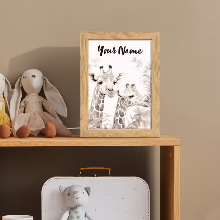 Giraffe - Bladeren - Bruin - Jungle - Kind Light Box met kabel (Kinderlampje) klein -sfeer2_kind
