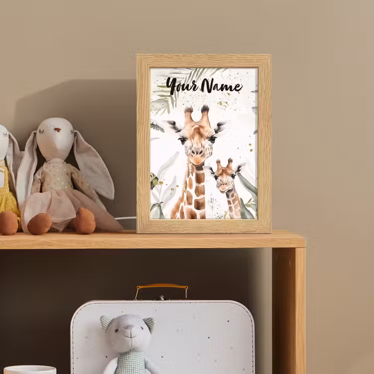 Giraffe - Bladeren - Kinderen - Dieren - Jungle Light Box met kabel (Kinderlampje) klein -sfeer2_kind