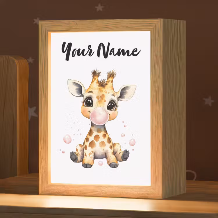 Giraffe - Roze - Kauwgom Light Box met kabel (Kinderlampje) klein -zzz_3d_website