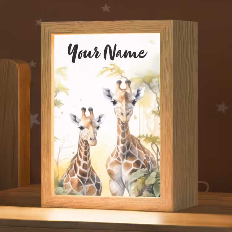 Giraffe - Wilde dieren - Natuur - Kinderen Light Box met kabel (Kinderlampje) klein -zzz_3d_website