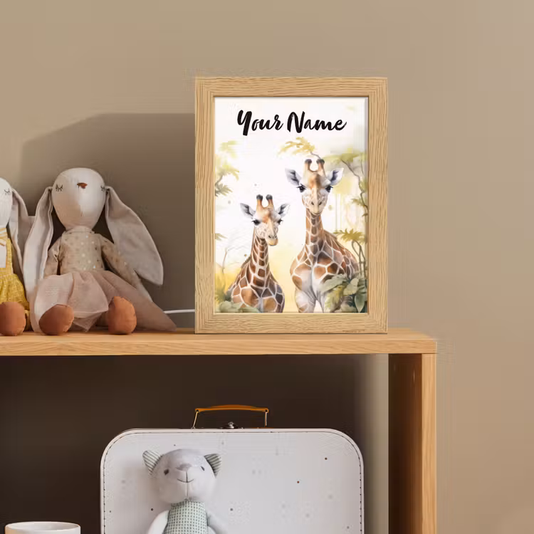Giraffe - Wilde dieren - Natuur - Kinderen Light Box met kabel (Kinderlampje) klein -sfeer2_kind