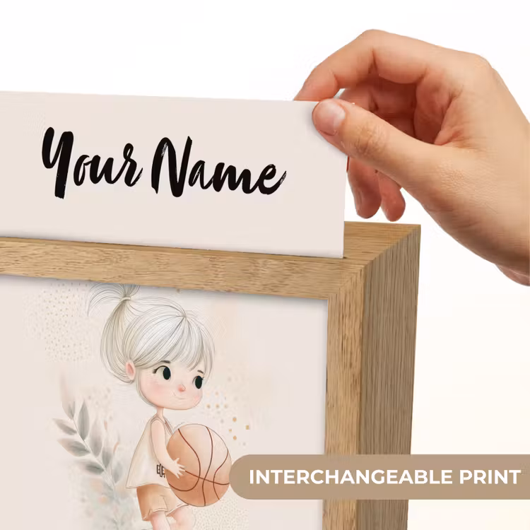 Meisje - Basketbal - Oranje - Planten Light Box met kabel (Kinderlampje) klein -USP_websiteprintEN