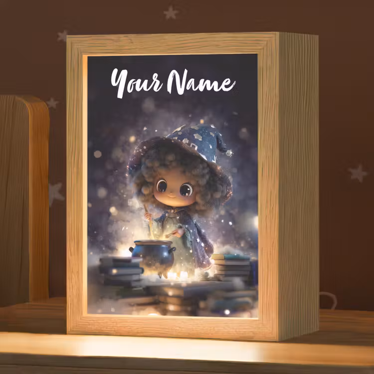 Meisje - Toveren - Sterren - Paars Light Box met kabel (Kinderlampje) klein -zzz_3d_website