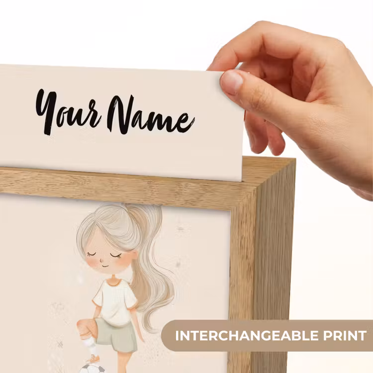 Meisje - Staart - Voetbal - Minimalistisch Light Box met kabel (Kinderlampje) klein -USP_websiteprintEN