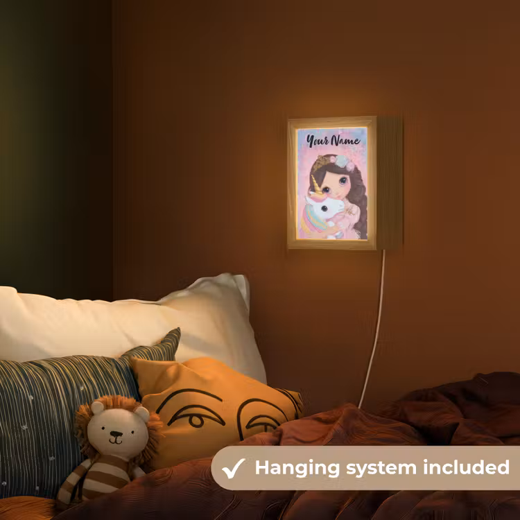Meisje - Eenhoorn - Glitter Light Box met kabel (Kinderlampje) klein -sfeer5_kind_EN