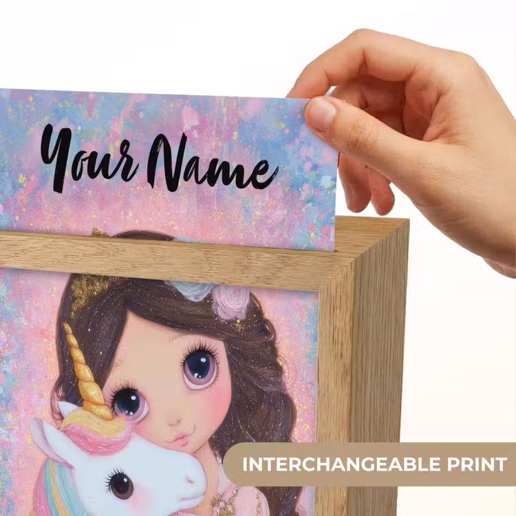 Meisje - Eenhoorn - Glitter Light Box met kabel (Kinderlampje) klein -USP_websiteprintEN