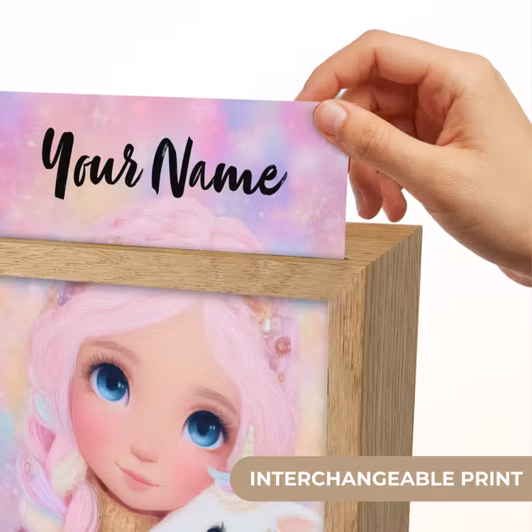 Meisje - Eenhoorn - Roze Light Box met kabel (Kinderlampje) klein -USP_websiteprintEN