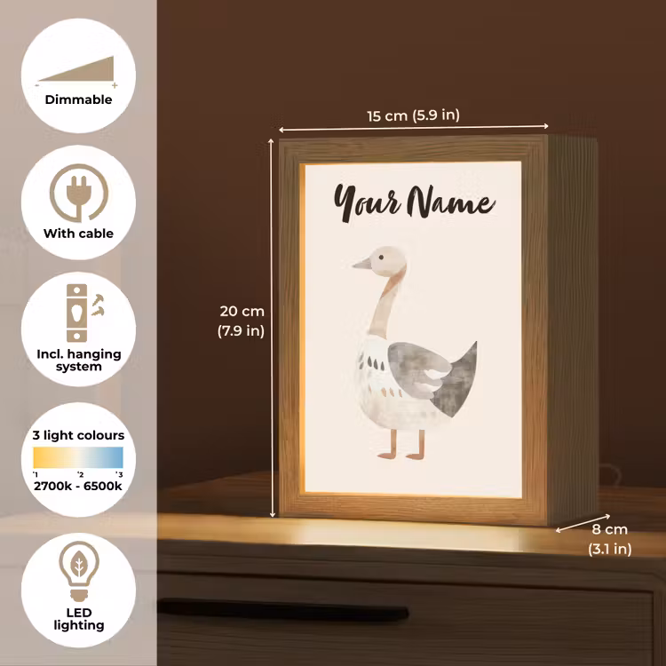 Gans - Dier - Pastel kleuren Light Box met kabel (Kinderlampje) klein -USP_EN