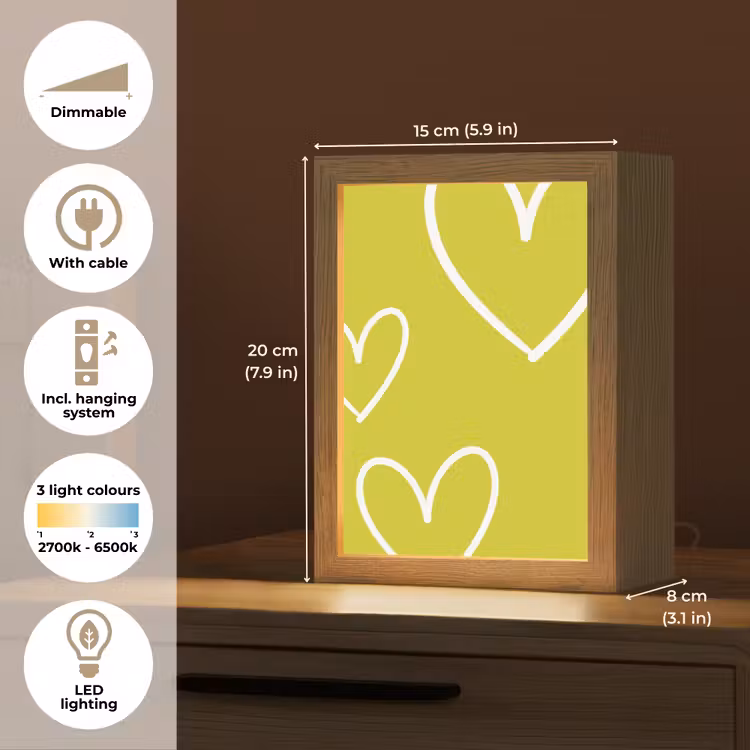 Groen - Hartjes - Wit Light Box met kabel (Kinderlampje) klein -USP_EN