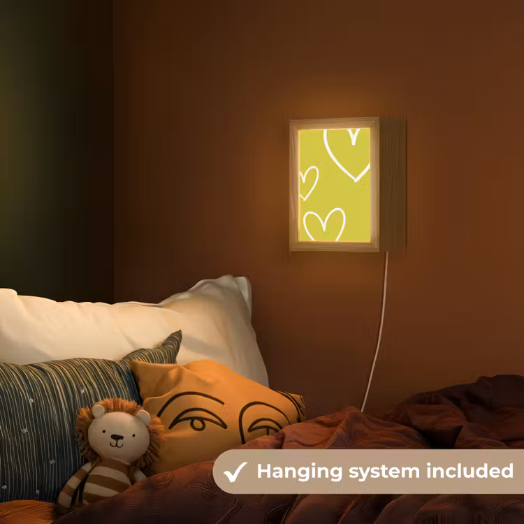 Groen - Hartjes - Wit Light Box met kabel (Kinderlampje) klein -sfeer5_kind_EN